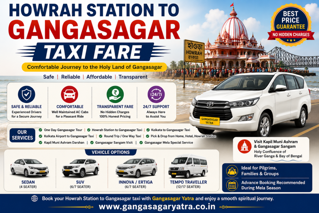 Howrah Station To Gangasagar Taxi Fare