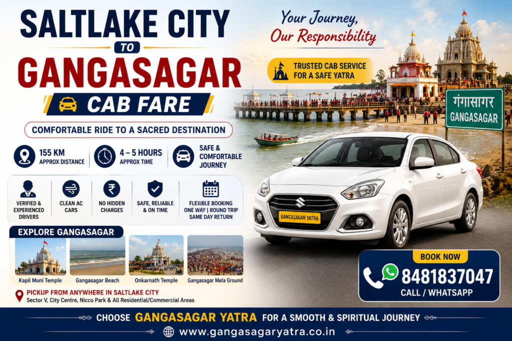 Saltlake City To Gangasagar Cab Fare